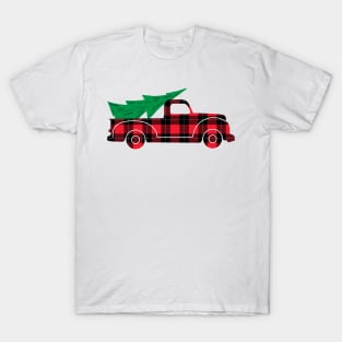 Christmas Plaid truck with tree T-Shirt